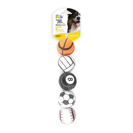 [Fl8279] Juguete Pelotas de Tenis Deportivas C/Squeker 5 Pzas 