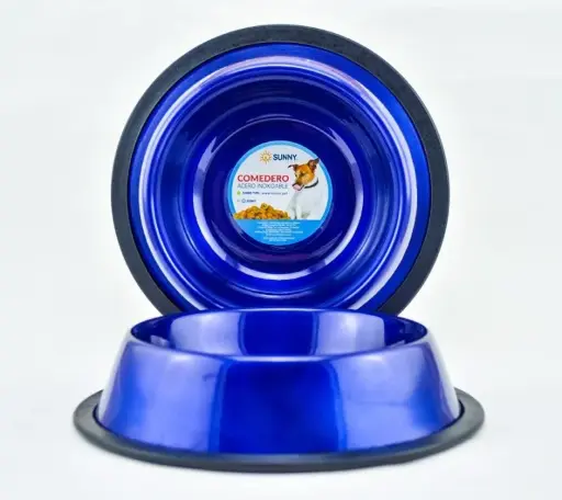 Comedero Acero Inoxidable Azul Marino