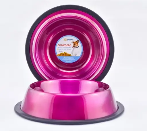 Comedero Acero Inoxidable Rosa